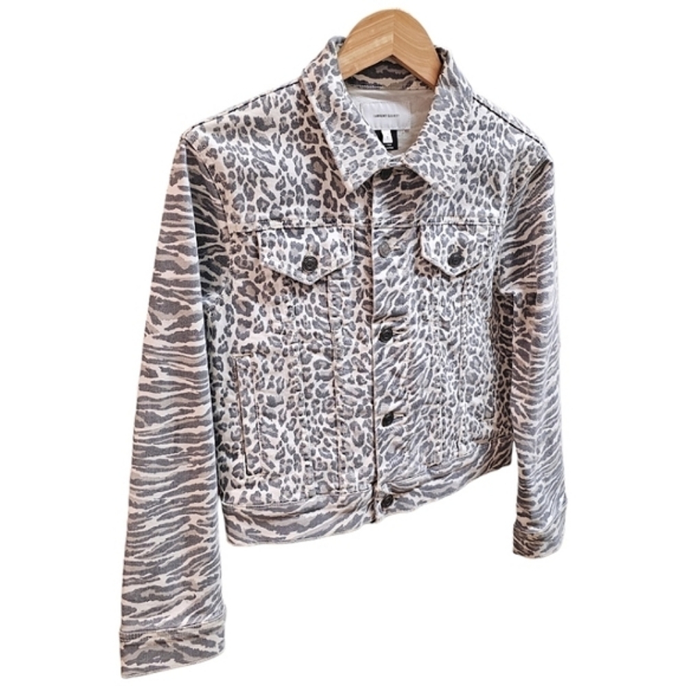 Current/Elliot Cheetah Print Button Up Denim Jacket Size Small Relaxed Fit - Picture 3 of 10